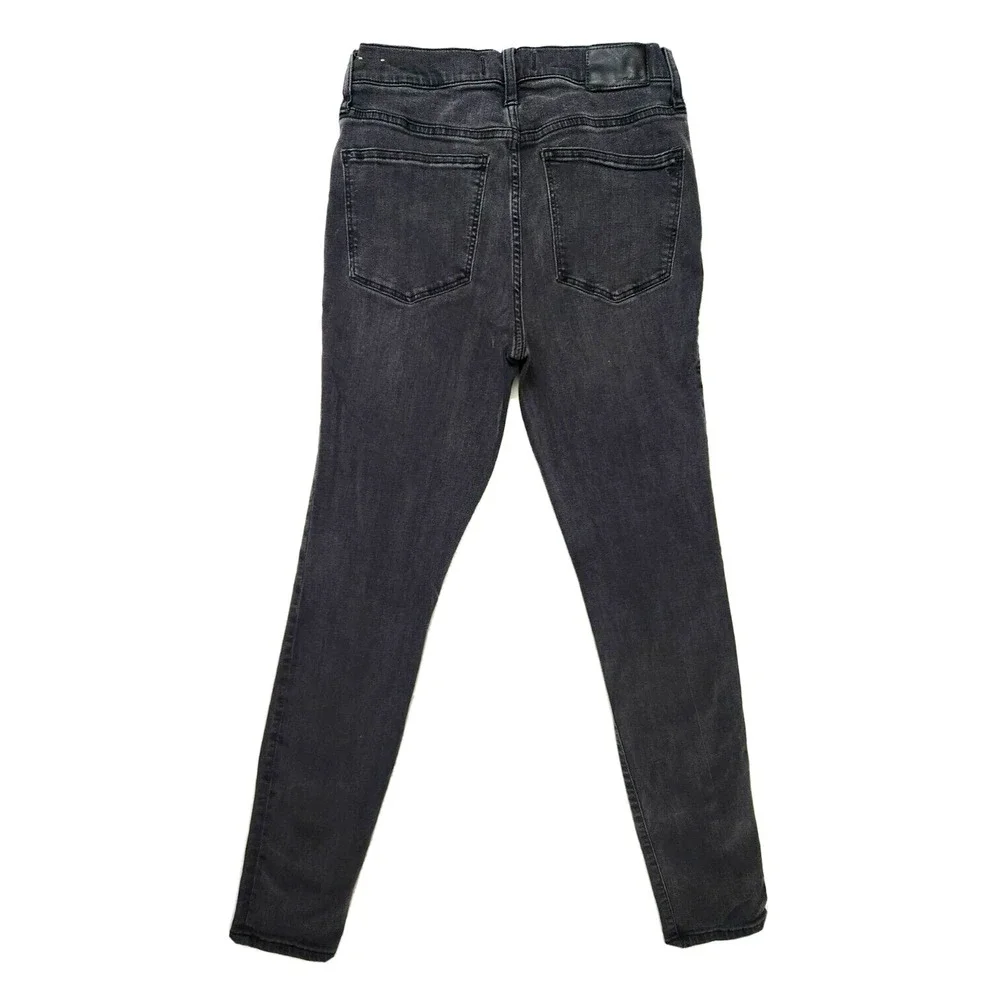 Madewell Road Tripper Skinny Jeans Women's 28 Black Faded Denim Mid Rise Stretch